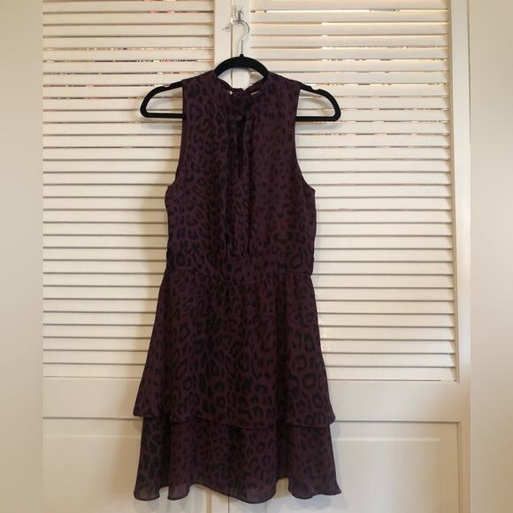 Parker Purple Cheetah Ruffle Dress - Picture 3 of 9